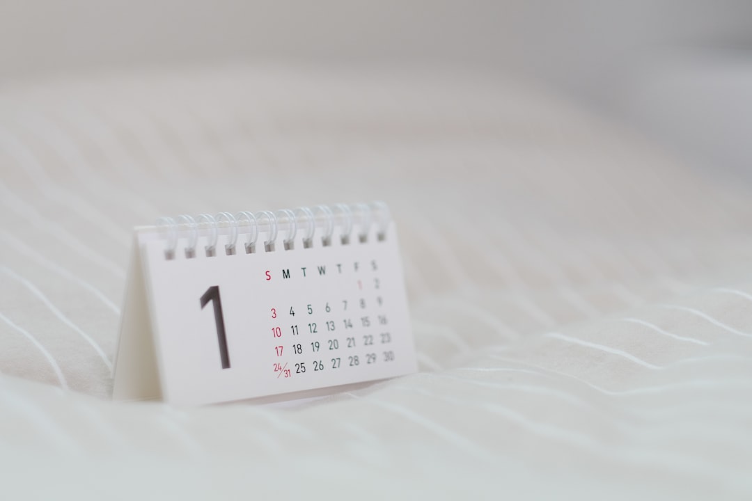 Photo calendar, days of the week